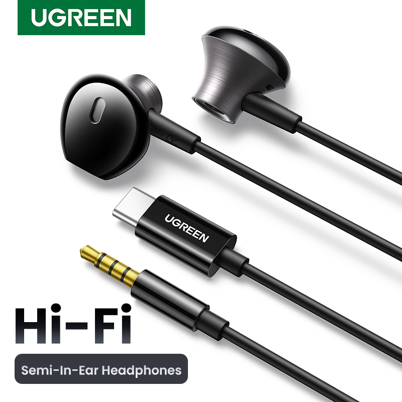 Wired Earphone Lightning - UGREEN-Écouteurs filaires semi-ouverts USB Type C