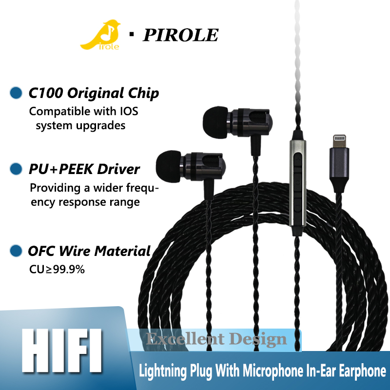 Wired Earphone Lightning - Écouteurs filaires d’origine avec microphone, écouteurs